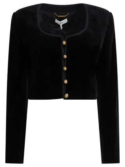 Chloé Cropped Jacket With Buttons In Black