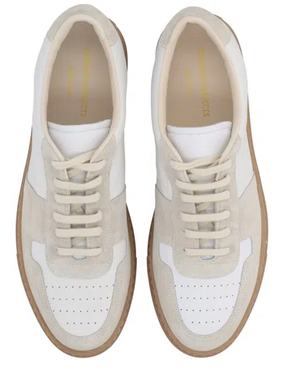 Common Projects Low-top Leather Sneakers With Suede Accents In White