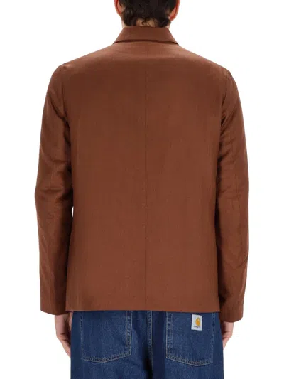 Paul Smith Long Sleeve Jacket With Collared Neck And Pockets In Brown