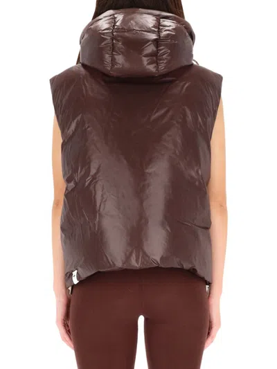 Jil Sander Glossy Quilted Sleeveless Padded Vest In Brown