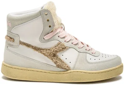 Pre-owned Diadora Mi Basket Chalet Pink (women's) Sneakers In White/grey/beige In Multi