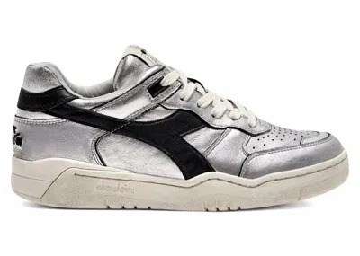 Pre-owned Diadora B.560 Silver Used Wn (women's) Sneakers In Silver Metallized/black