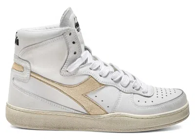 Pre-owned Diadora Basket Used (women's) Sneakers In White/gold In Multi