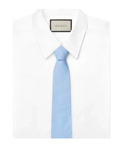 Gucci Silk Jacquard Tie Patterned Design In Blue