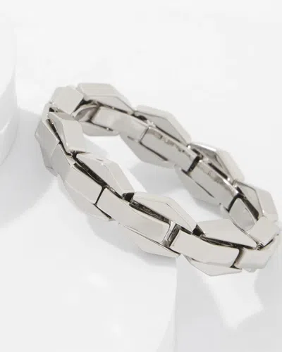 White House Black Market Geometric Links Stretch Bracelet |  In Silver