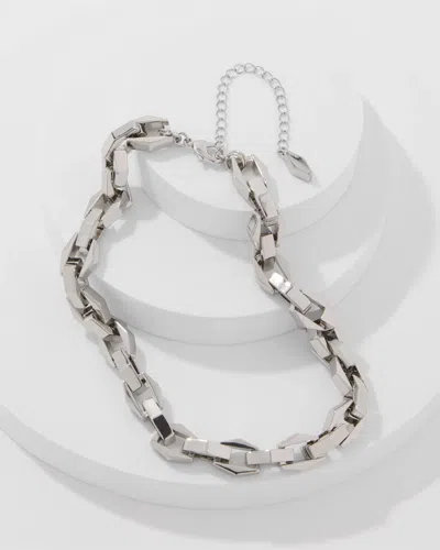 White House Black Market Geometric Links Necklace |  In Silver