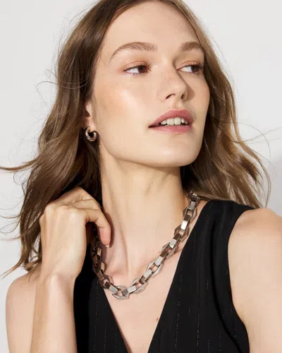 White House Black Market Geometric Links Necklace |  In Silver