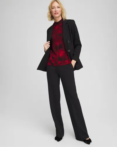 Chico's Ella Printed Mockneck Sweater In Carmine Red In Multi