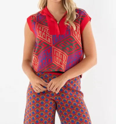 Emily Mccarthy Poppy Pullover Vest In Vintage Monogram In Multi