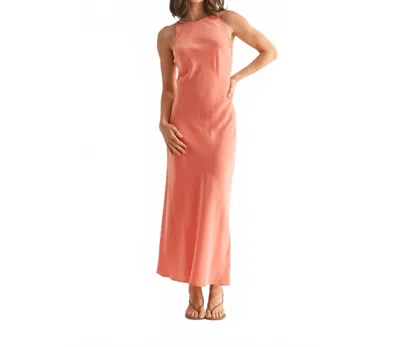 Fun 2 Fun Satin Maxi Dress In Coral In Pink