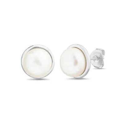 Atlanta Jewelers Supply Women's Pearl Stud Earrings In Sterling Silver In Metallic