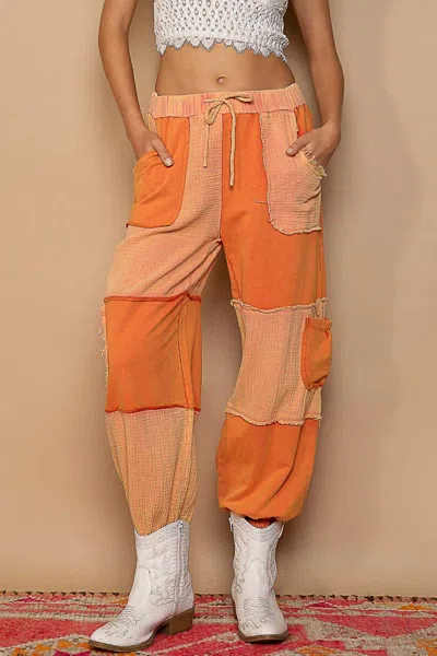 Pol Patch Work With Pockets Joggers In Orange In Orange