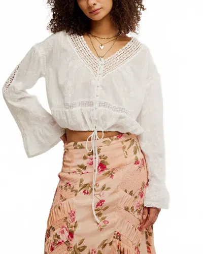 Free People Sweet Love Blouse In Egret In White