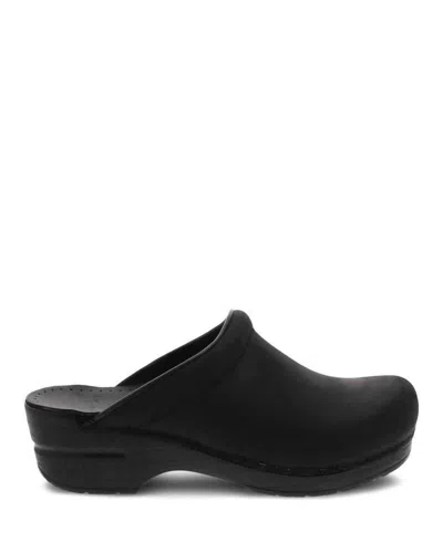Dansko Women's Sonja Clog Shoes In Oiled Leather Black In Black