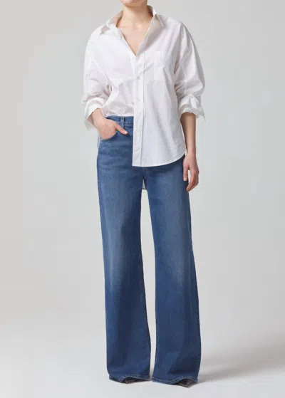 Citizen Of Humanity Loli Mid Rise Baggy Jeans In Palazzo In Blue