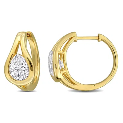 Mimi & Max 4ct Dew Created Moissanite Hoop Earrings In Yellow Plated Sterling Silver In Gold
