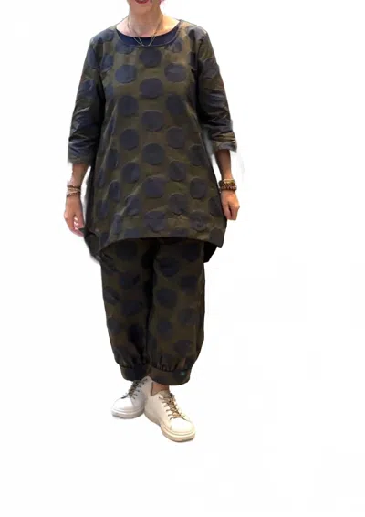 Bryn Walker Amis 3/4 Length Sleeves Tunic In Olive/navy In Green