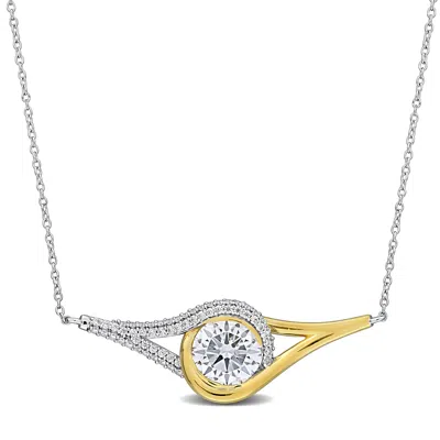 Mimi & Max 4ct Dew Created Moissanite Necklace In Two-tone Sterling Silver-17 In In Gold