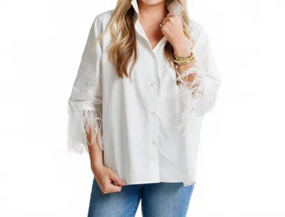 Caryn Lawn Abby Swing Feather Top In White In White