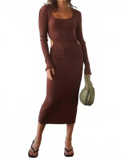 Crescent Bernie Knit Midi Dress In Choco Brown In Brown