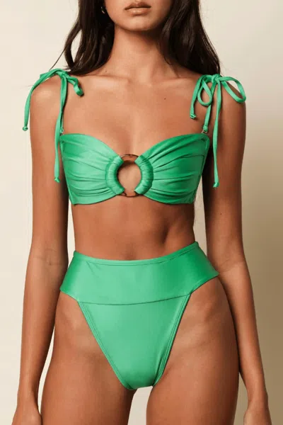 Montce Tori Ties Bandeau Bikini Top In Emerald Shimmer In Multi