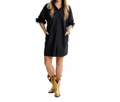 Caryn Lawn Heather Feather Dress In Black In Black