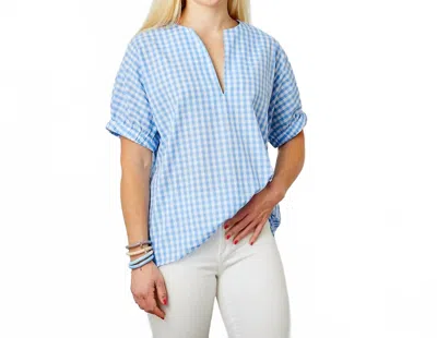 Caryn Lawn Betsy Top In Gingham Baby Blue In Blue