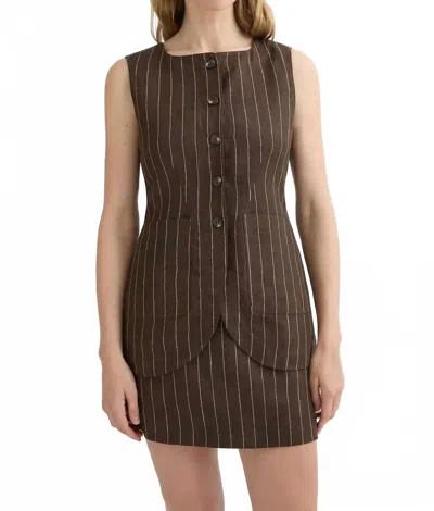 Posse Emma Pinstripe Vest In Chocolate Cream In Brown