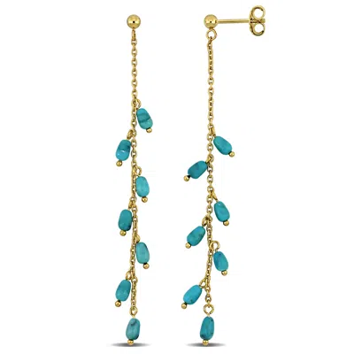 Mimi & Max 3 3/4ct Tgw Composite Light Blue Turquoise Curb Link Chain Drop Earrings Yellow Silver In Gold