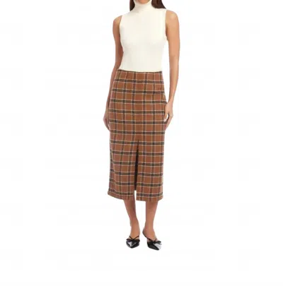 Fifteen Twenty Kaia Plaid Midi Skirt In Brown