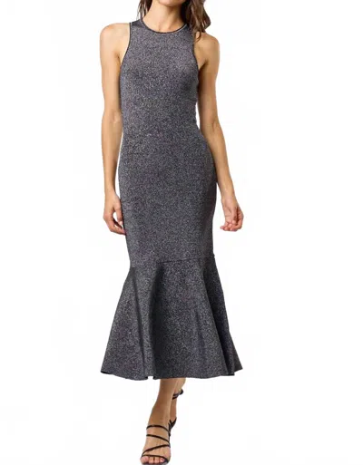Lalavon Shimmer Sleeveless Mermaid Midi Dress In Grey In Multi