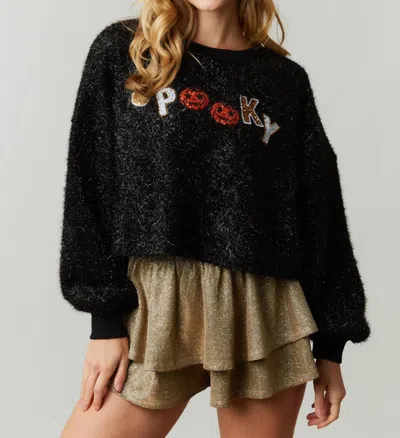 Peach Love Spooky Pumpkin Halloween Sweater In Black In Black