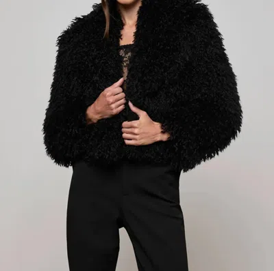 L'agence Aura Cropped Faux Fur Jacket In Black