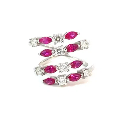 Normani Women's Marquise Diamond Bypass Ring In Ruby In Gold