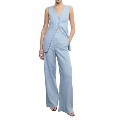Enza Costa Linen Tunic Vest In Sky In Blue