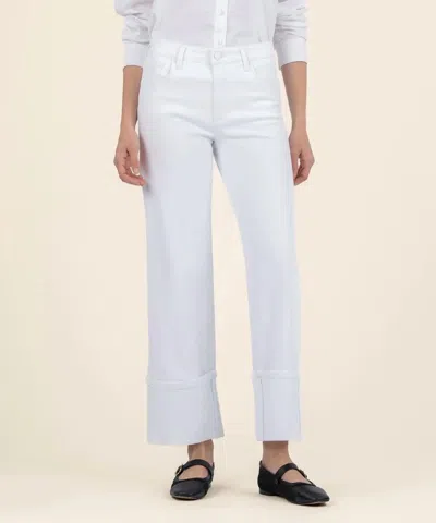 Kut From The Kloth Charlotte High Rise Fab Ab Rolled Cuff Pants In Optic White In White