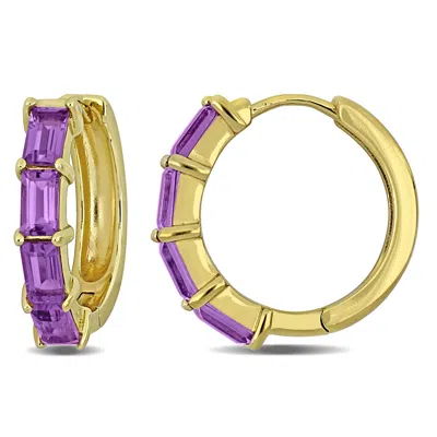 Mimi & Max 2 1/2ct Tgw Multi-gem Hoop Earrings In Yellow Plated Sterling Silver In Purple
