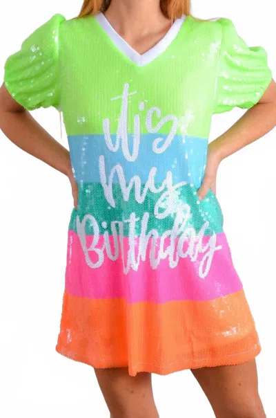 Why Dress Girl's Summer Birthday Dress In Multi In Green