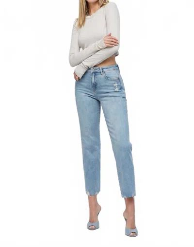 Hidden Tracey High Rise Cropped Straight Jeans In Medium Light In Blue