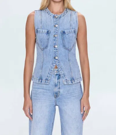 Pistola Gia Fitted Collarless Vest In Gaze In Multi
