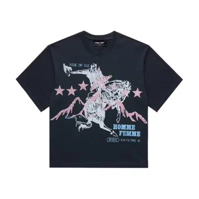 Homme + Femme Men's Rude Or Die Cropped Tee In Black In Black