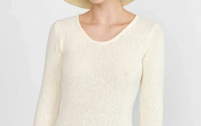 Freya Double Striped Crochet Bucket Hat In Beige In White