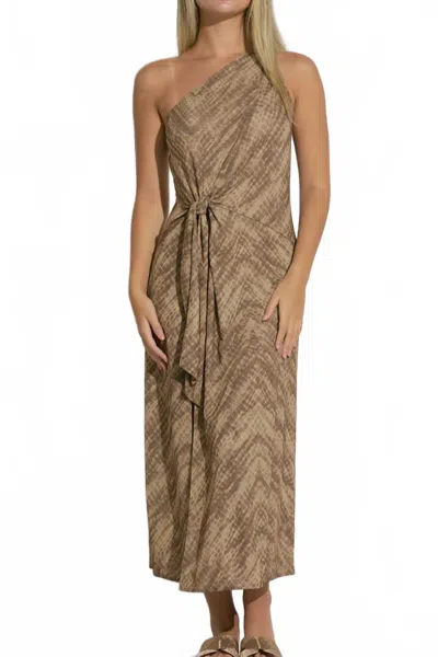 Elan Havana One-shoulder Dress In Natural In Brown