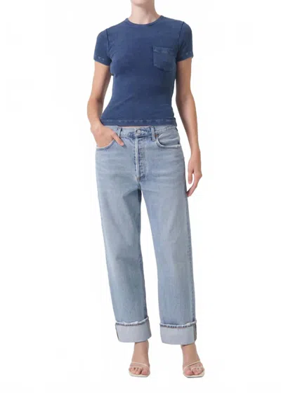 Agolde Fran Low Slung Jeans In Force In Blue