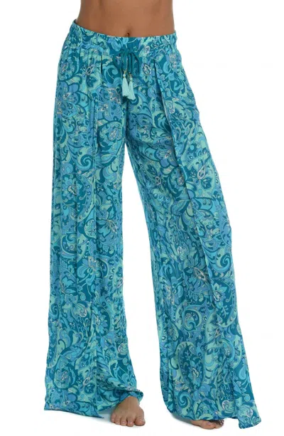 Sunshine 79 Bohemia Paisley Beach Pant In Blue In Blue