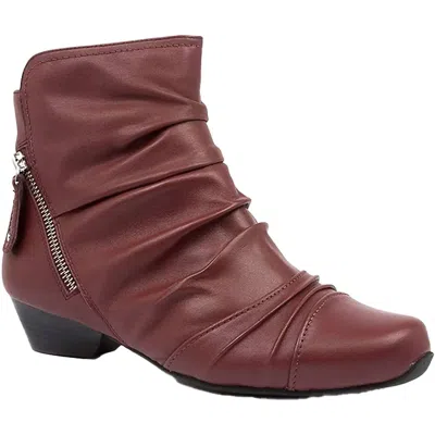 Ziera Women's Camryn Boots - Extra Wide In Dark Red Leather In Animal Print