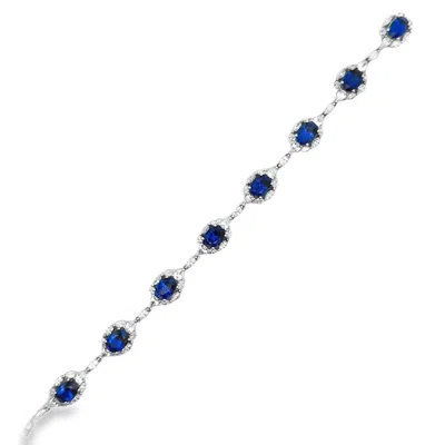 Gregg Ruth Women's Oval Sapphire & Diamond Bracelet In White In Blue