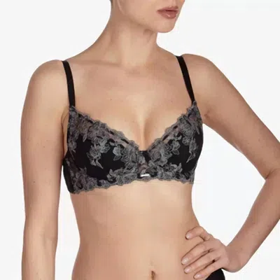 Ajour Sensual Floral Lace Bra In Black In Black