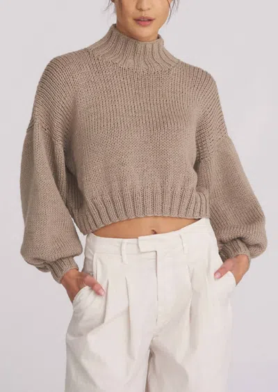 First Born Knits Evie Crop Sweater In Taupe In Gray