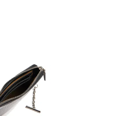 Alexander Mcqueen T-bar Zip Coin Leather Pouch In Black